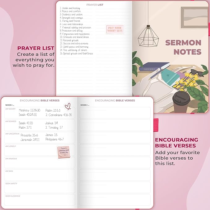 Clever Fox Bible Study Journal – Church Notes Notebook – Note Taking & Journaling Kit – Faith Based Religious Gifts & Accessories (Fuchsia)