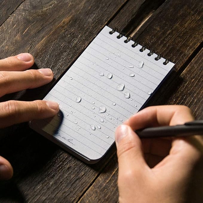 Rite in the Rain Weatherproof Top Spiral Notebook, 3" x 5", Black Cover, Universal Pattern, 3 Pack (No. 735-3)