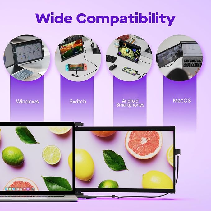 Laptop Screen Extender - Mobile Pixels Duex Max DS 14.1'' Portable Monitor for 14'' to 17'' Laptops, FHD 1080p USB Type-C/HDMI Ports Laptop Monitor, Compatible with Mac/Windows/Android/Switch