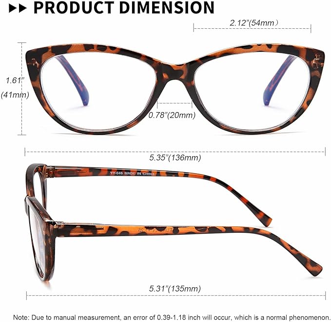 EYEURL 4 Pack Cat Eye Reading Glasses for Women, Blue Light Blocking Readers Lightweight Spring Hinge Anti Eyestrain UV Fashion Eyeglasses +2.75