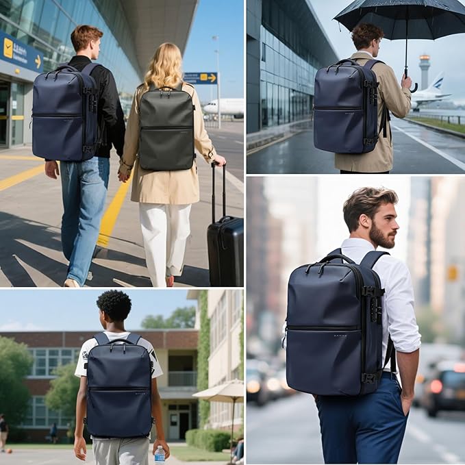 BANGE Travel Backpack with Vacuum Pocket and TSA lock version can hold 15.6 inch Laptop suitable Overnight Flight Approved Anti-theft Bag
