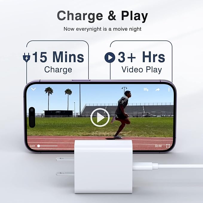 2-Pack Type C Charger Adapter, 20W Multiport Fast Charge Power Brick Cube for iPhone 16/17, iPad, iPod, Samsung Galaxy, Motorola, PS5, Huawei, HTC, LG, Nokia, QC+PD 3.0 USBA Box Wall Plug