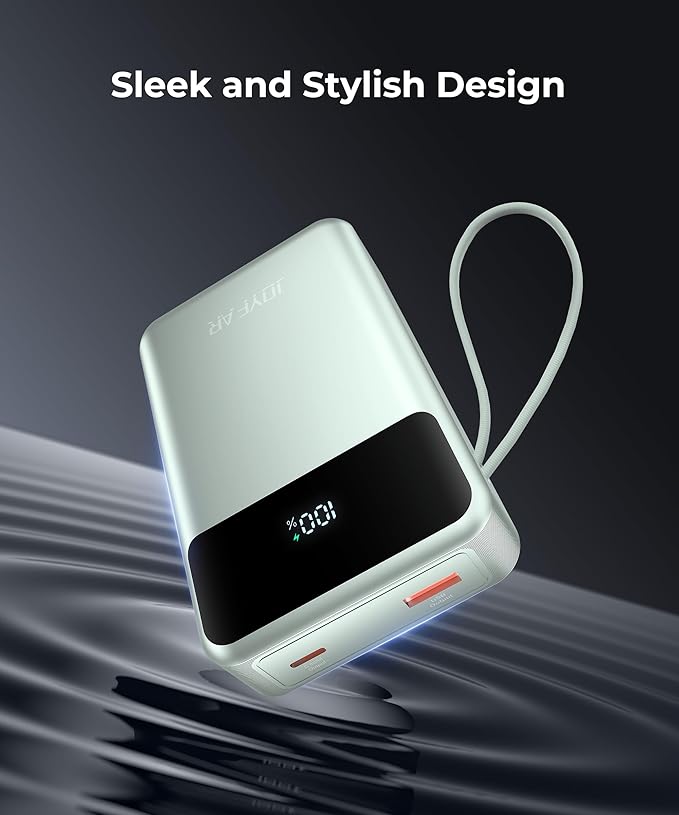 Portable-Charger-Power-Bank Travel Essentials Battery Pack USB C 30000mAh Built in Cable 22.5W Phone Fast Charging Powerbank Compatible with iPhone 16 15 14 13 12 11 iPad Samsung Google (Green)