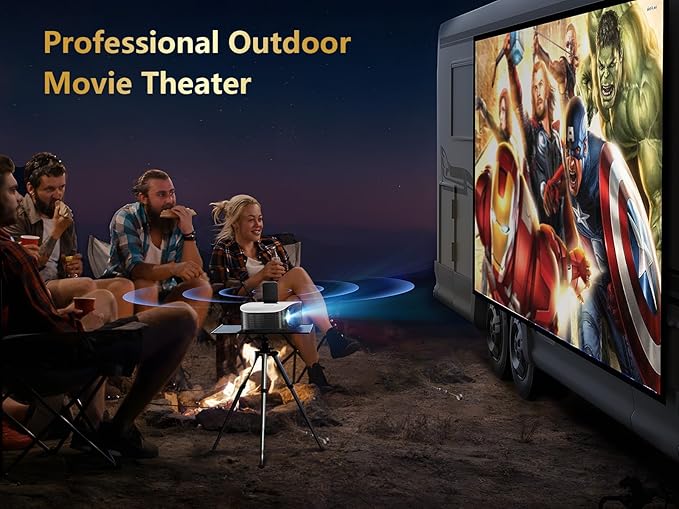 GooDee Smart 4K Projector with 5G WIFI and Bluetooth, Netflix/Amazn Prime Video Certified, Dolby Audio, Outdoor Projector, 400" Zoom Home Theater Projector Compatible with TV Stick,iOS,Android