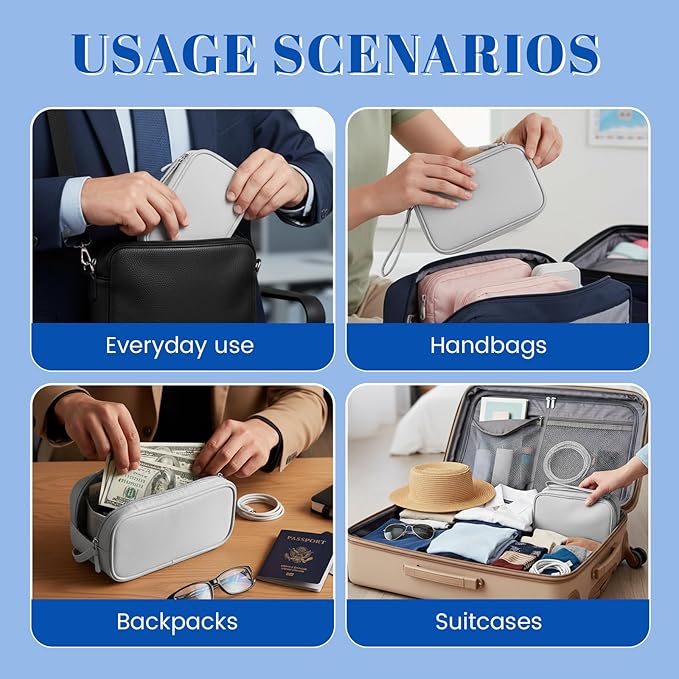 Sadnyy 3 Pcs Cable Organizer Travel in, Travel Electronic Pouch Double Layers Storage Bag for Data Cord Portable Waterproof Integrated Storage Bag