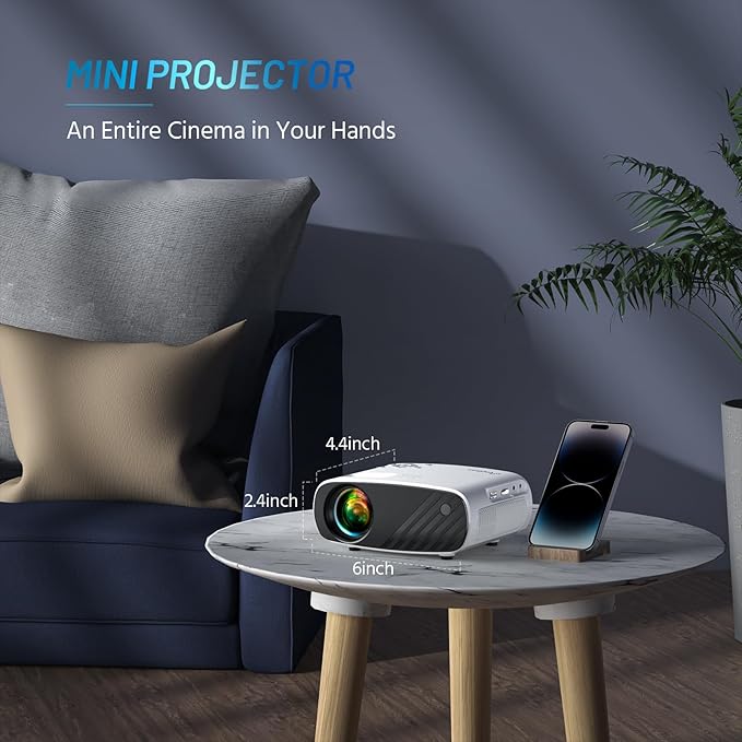 ELEPHAS Mini Projector for iphone, Portable Projector with Tripod, 1080P HD Outdoor Projector, Movie Projector Compatible with Android/iOS/Windows/TV Stick/HDMI/USB