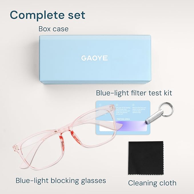 Gaoye Blue Light Glasses for Computer & Gaming - Anti UV Ray Lenses, Scratch-Resistant & Comfort Fit