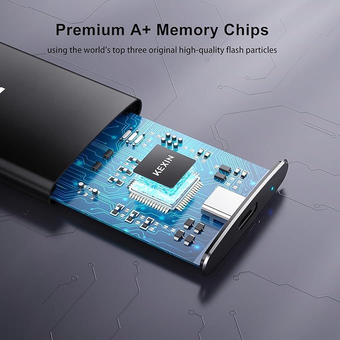 KEXIN 256GB External SSD Hard Drive USB 3.1 Type-c Portable Solid State Drive 256G, up to 500MB/s for PC Mac Android Game Console and More