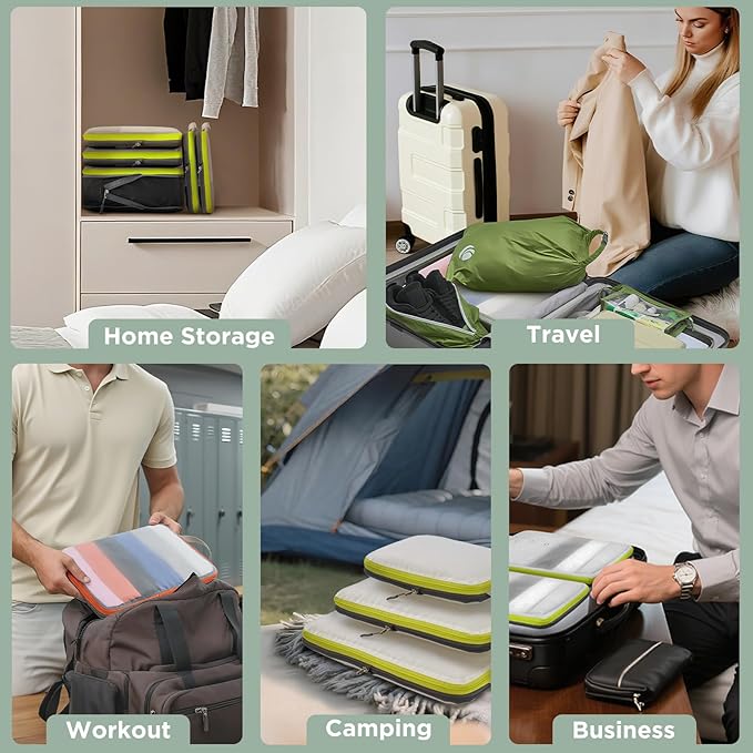 Cipway Mesh Compression Packing Cubes, Ultralight See Through Luggage Organizer Bags, Travel Essentials for Carry on Suitcase(3 Pcs,Sage Green)