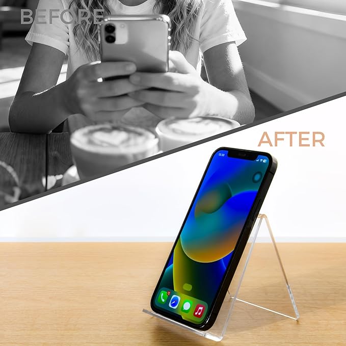 Cell Phone Stand, Desk Accessories - Clear Office Cell Phone Holder, Acrylic Phone Stand, Desktop, Acrylic Office Desk Accessories, Office Decor, Suitable for iPhone 17 Pro Max, 4-8'' Phone