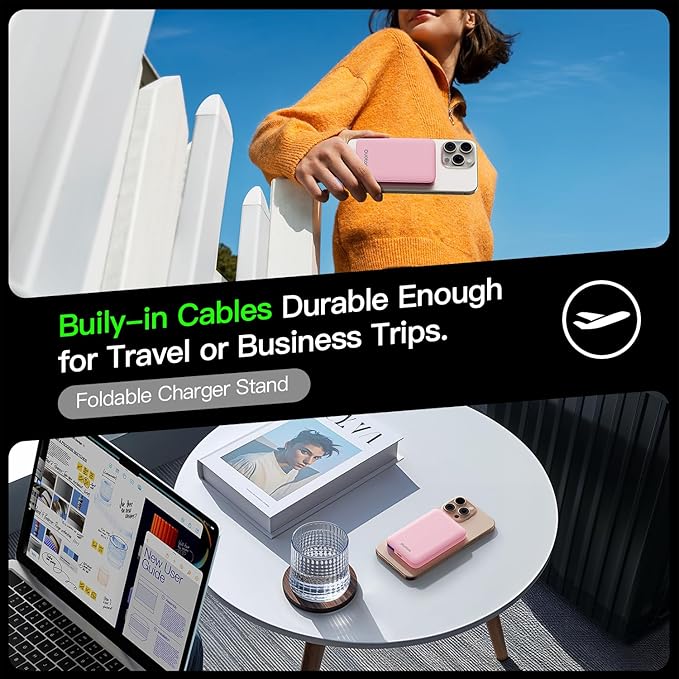 2025 Magnetic 15W Power Bank for iPhone,5000mAh Magsafe Battery Pack with 20w Fast Charging,Slim Magsafe Power Bank in&Out,with LED Display,Wireless Portable Charger for iPhone 16/15/14/13/12 Series