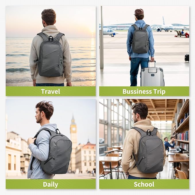 Travel Laptop Backpack, Anti-Theft Carry On Backpack Professional, TSA-Approved Water-Resistant Rucksack for Work Men Women Fits 16 Inch Notebook, Grey