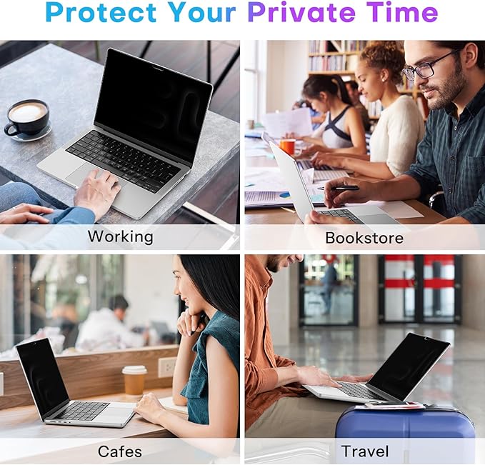 OMOTON Magnetic Privacy Screen for MacBook Pro 16 Inch (2021-2024, M1-M4, Pro, Max), Anti-Spy Filter, Matte Anti Glare Blue Light Protector, Easy Install & Remove