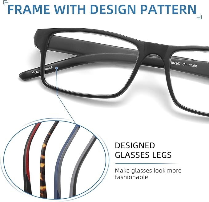 4 Pack Reading Glasses Blue Light Blocking for Men Women,Rectangular Frame Computer Readers with Spring Hinge,Reading Glasses for Men Women,Anti Eyestrain/UV Ray Eyeglasses (1.25x)