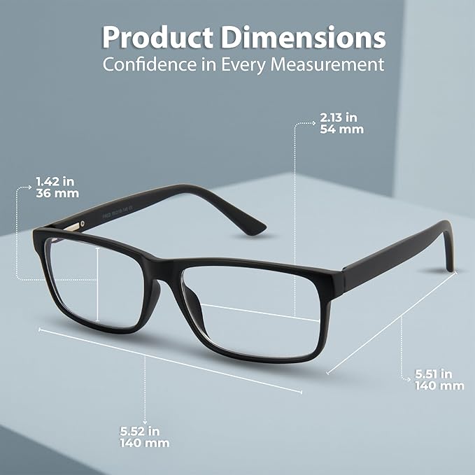 BLUE CUT Blue Light Blocking Glasses for Men and Women – Anti-Fatigue Computer Gaming Glasses to Reduce Eye Strain, Black, 1.00 Magnification