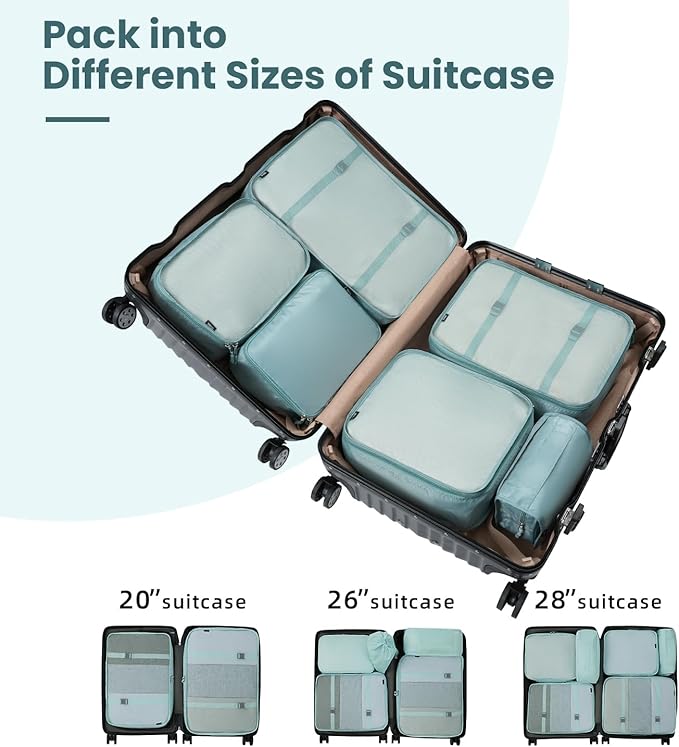 BAGAIL 6 Set/8 Set/10 Set Packing Cubes Various Sizes Packing Organizer for Travel Accessories Luggage Carry On Suitcase