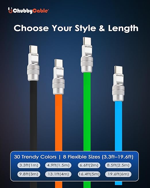 chubbycable Chubby 2.0 Fast Charging Cable Durable Soft Silicone USB C Cable 240W Extra Thick Charger Cord Compatible with iPhone 17-15 Series iPad, Pink+Pink, Type-C to Type-C, 8.2FT