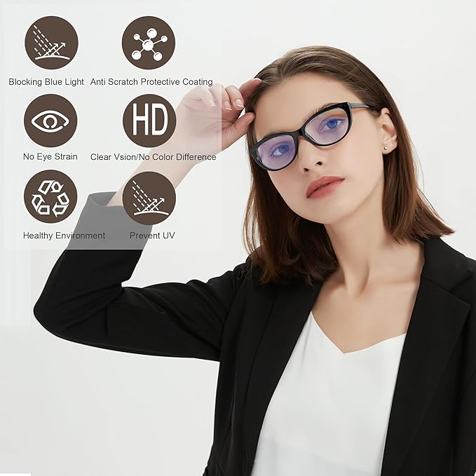 EYEURL 4 Pack Cat Eye Reading Glasses for Women, Blue Light Blocking Readers Lightweight Spring Hinge Anti Eyestrain UV Fashion Eyeglasses +2.50