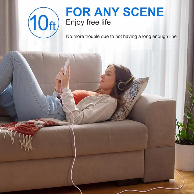 iPhone 17 16 15 Charger Fast Charging, 3 Pack PD 20W USB C Charger with 10FT Cord, USB C Cable Type C Chargers Block for iPhone 17/17 Pro/17 Pro Max/16/16 Plus/16 Pro/16 Pro Max/15/15 Pro(Pink)