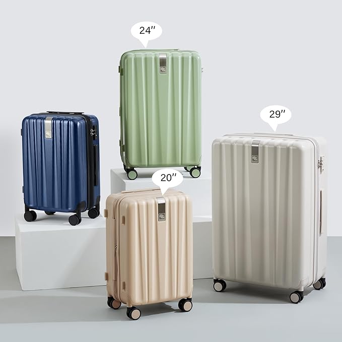 Hanke Expandable Hardshell Luggage Sets 3 piece Carry on Luggage with Wheels Suitcases Lightweight Checked Travel Luggage Rolling Large Suitcase Travel Luggage Bag Woman Men 20/24/29" Cuba Sand Pink