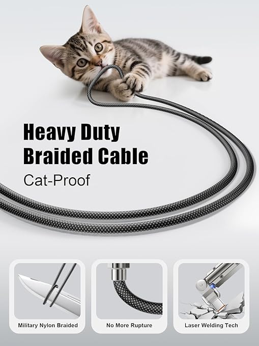 Upgraded 60W USB C Cable 10FT,180°Rotation Long USB C to USB C Fast Charging Cable, Nylon Braided Type C Charger Cord for iPhone 17/16/15,MacBook,iPad,Samsung