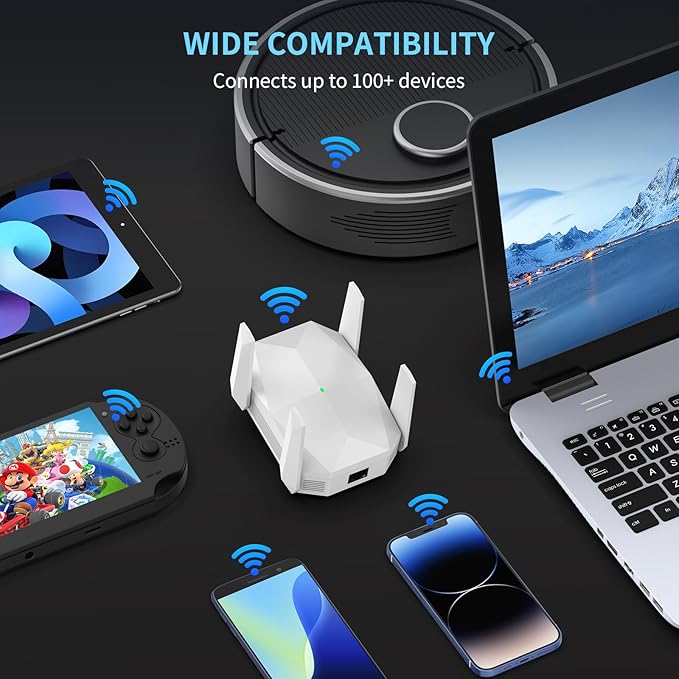 2025 AX3000 WiFi 6 Range Extender, WiFi Extender Signal Booster with Gigabit Ethernet Port, Dual Band (2.4G&5.8G) WiFi Repeater Cover to 13888sp.ft, Faster Speed and Wider Cover, Quick Setup (White)