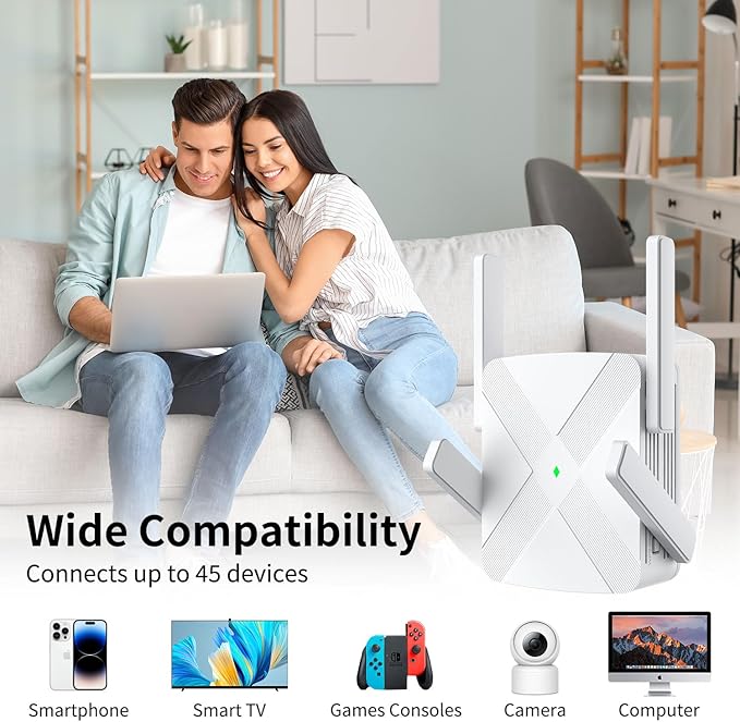 2024 Release WiFi Extender, WiFi Extender Signal Booster for Home Cover up to 10000sq.ft & Dual Band 2.4G&5G Advanced Technology, 1200Mbps WiFi Repeater with Ethernet Port up to 45 Devices