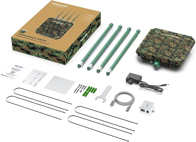 WAVLINK AX3000 Outdoor WiFi 6 Extender Long Range, WiFi 6 Outdoor Wireless Access Point, Support Active PoE, 4x8dBi Antennas,Outdoor WiFi Solution,IP67,Up to 128 Devices for Farm,Yard,RV,Campsite,Park