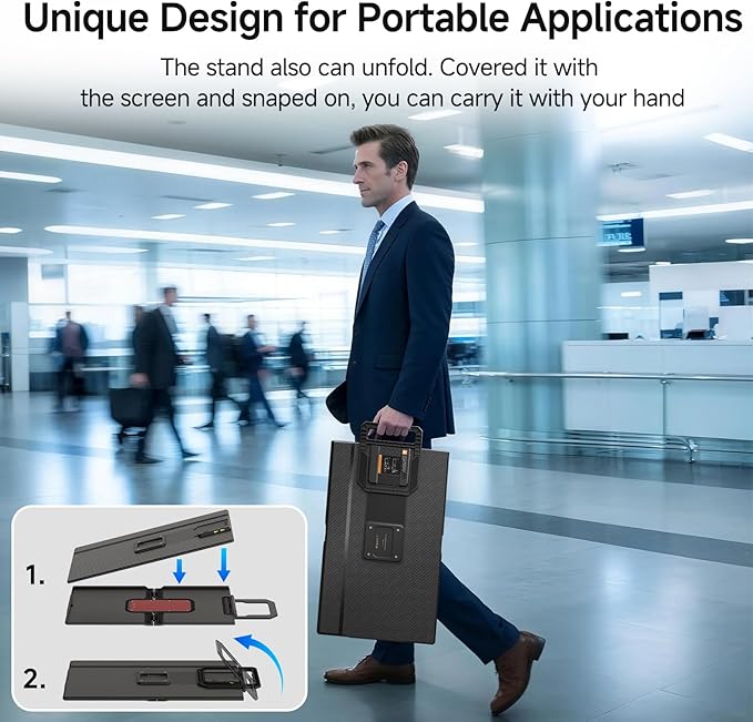 24" Large Portable Monitor, FHD 100HZ 111% SRGB IPS USB-C HDMI Work Home Gaming Second Monitor 1080P 4.2" Height & 90° Rotation Adjustable Stand for Laptop, MacBook, Phones