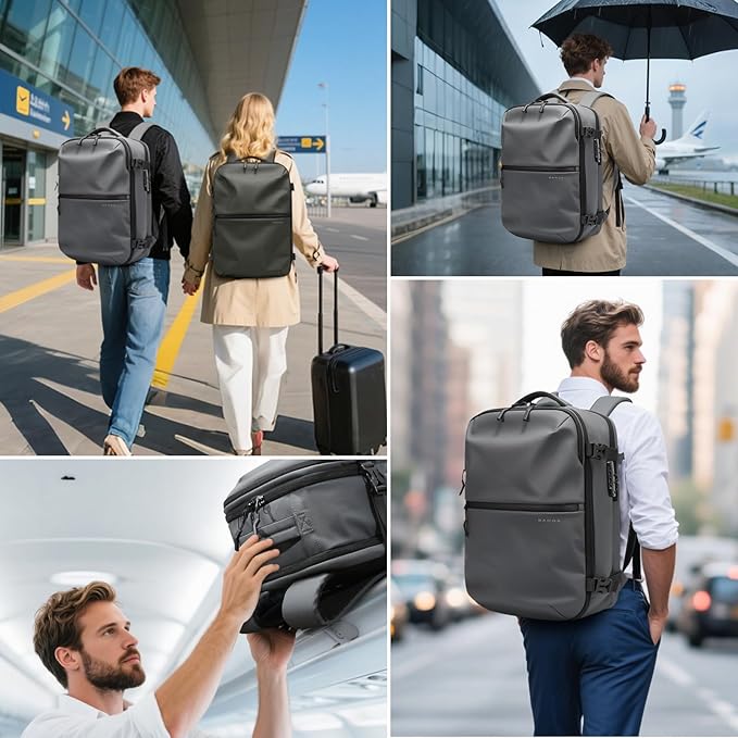 BANGE Travel Backpack with Vacuum Pocket and TSA lock version can hold 15.6 inch Laptop suitable Overnight Flight Approved Anti-theft Bag