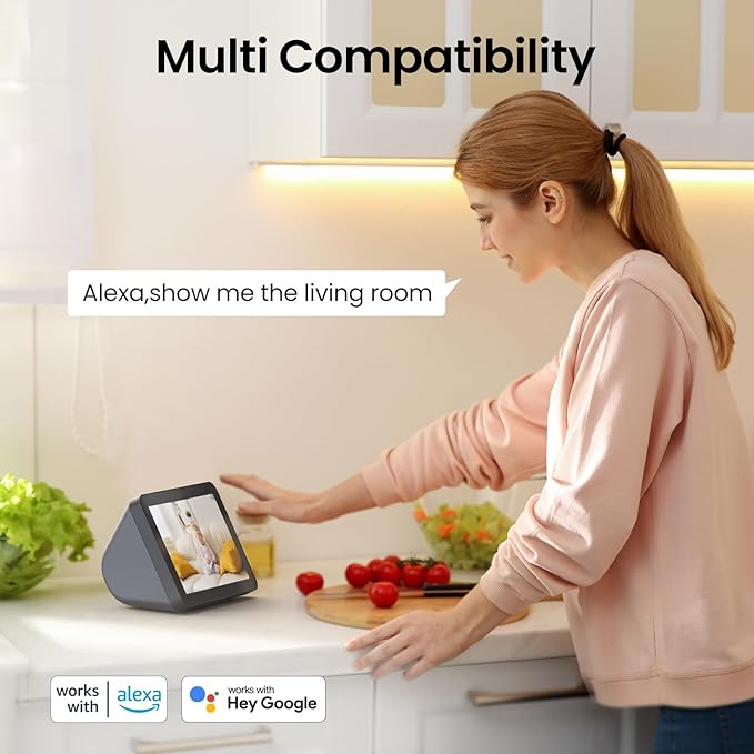 Security Camera Indoor-2K 360° WiFi Cameras for Home Security,Pet/Dog/Baby Camera with Phone app, 2-Way Audio, Night Vision, 24/7 SD Card Storage, Works with Alexa & Google Home (2.4Ghz)-D1