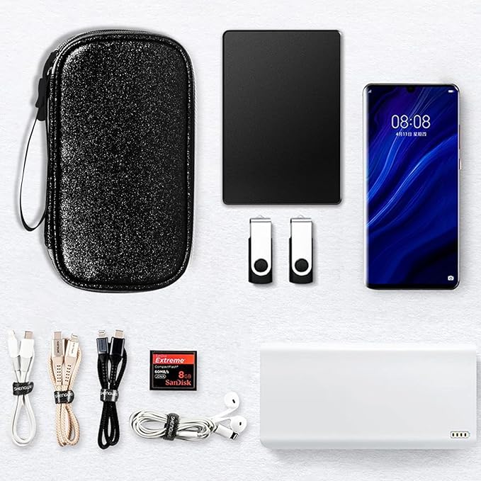 Skycase Black Pencil Case Pouch - Waterproof Electronic Organizer Travel Case, Aesthetic Pencil Cases for Office Stationery Organizer, Simple Sturdy Multifunctional Pencil Bag for for Men