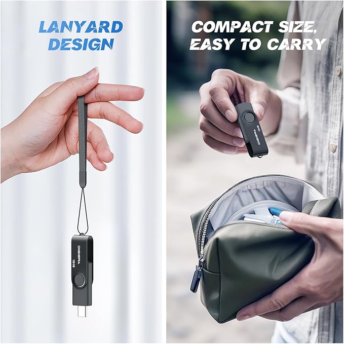 128GB Flash Drive, USB 3.2 Gen 1 Type-C Thumb Drive with 140MB/s Read, 360° Swivel Design, Compact & Lightweight Memory Stick for File Transfer, Photo Backup, and Travel-Friendly Storage