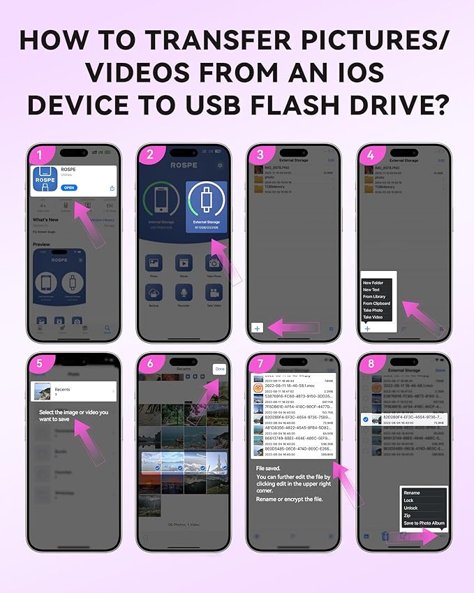 Apple MFi Certified 256GB Flash Drive for iPhone Thumb Drive Photo Stick, USB Memory Stick iPhone Flash Drive for Photos Videos, High Speed Jump Drive Compatible for iPhone/iPad/Android/PC (Purple)
