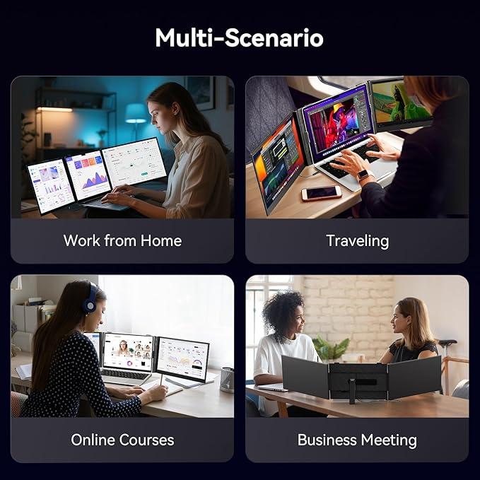 15.3" Laptop Screen Extender Portable, One Cable Connection Triple Laptop Monitor FHD 1080P IPS, Ultra Thin Dual Monitor for 13-17" Laptops, Plug&Play Compatiable with Win/Mac/Chrome/Android/Switch