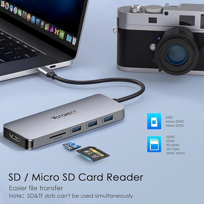 USB C Hub 10-in-1 with 4K HDMI Adapter, SD/TF Card Reader, 100W PD Charging, 2 USB 3.0 Ports, and 3 USB 2.0 Ports for MacBook Pro/Air, Dell XPS, Lenovo ThinkPad, etc.