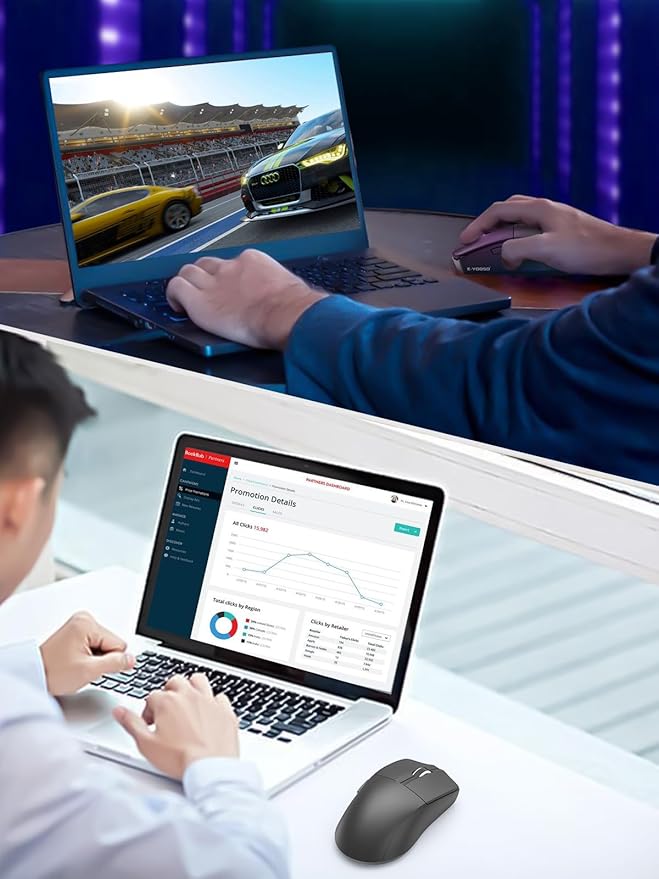 E-YOOSO Lightweight Wireless Gaming Mouse, Tri-Modes Wireless Esports Mouse with 5 Programmable Buttons, 4000 DPI, Long Battery Life, Ultra-Thin Ergonomic Design for PC & Mac Gamers (Black)