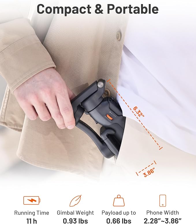 Hohem iSteady X3 Gimbal Stabilizer for iPhone, Phone Stabilizer for Video Recording with Object Tracking, 3-Axis Foldable Phone Gimbal with Remote Control for Tiktok, Built-in Extendable Rod & Tripod