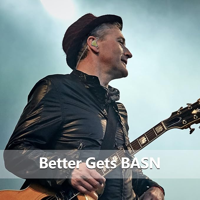 BASN Bmaster5 in Ear Monitors, 1DLC Diaphragm+4BA 5 Drivers IEM Earphones with Silver-Plated OFC Cable, Noise Isolation Wired Earbuds for Musicians (Starlight Gold)