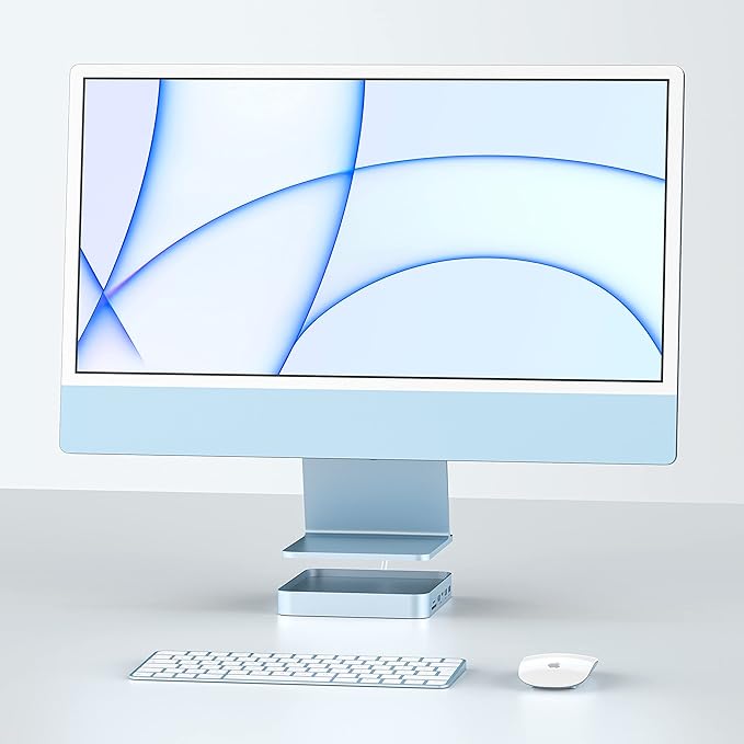 USB C HUB for iMac 24 inch 2021/2023/2024, PULWTOP USB Hub Adapter iMac Accessories for iMac M1/M3/M4 with USB C 10Gbps 3*USB A SD/TF, Docking Station Support Expand M.2 SSD (Not Included),Blue