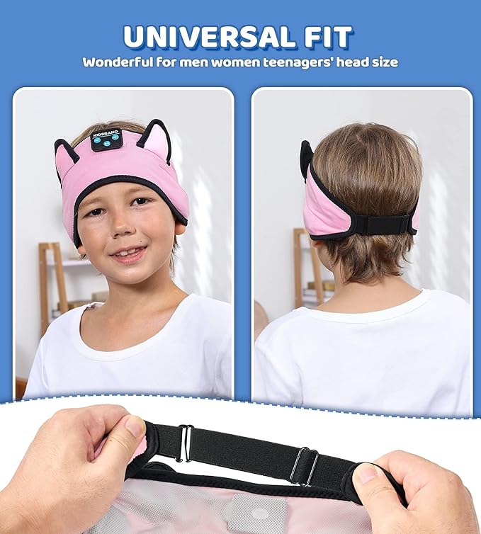 KIDSBAND Kids Headphones, Cozy Bluetooth Headphones for Kids with Wired Playback 3.5 MM Jack for School,Foldable Cat Ear Headset for Girls Boys Children,Kindle Tablet Cellphones Airplane Travel