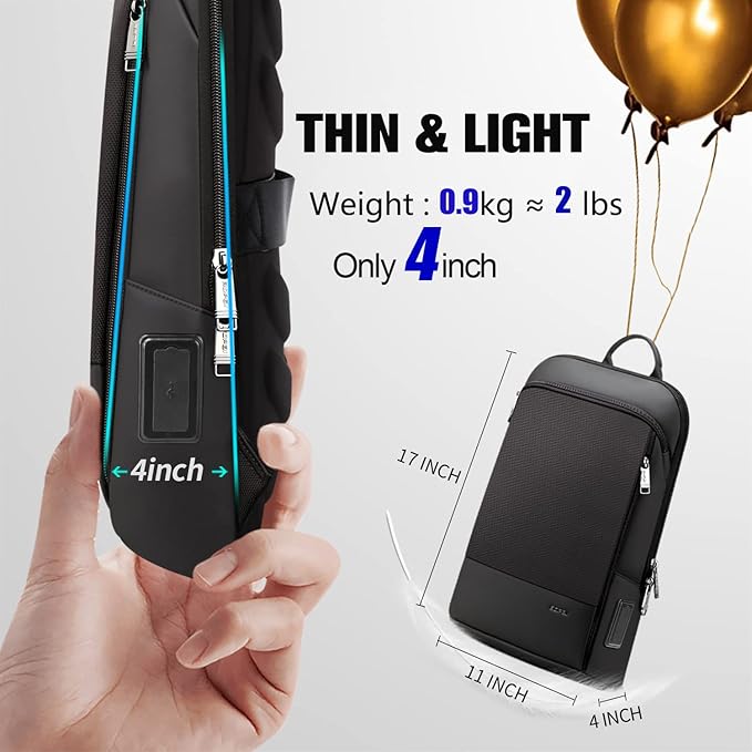 BOPai Slim Laptop Thin Business Backpack with Bottle Holder USB Charging Professional for Men Notebook Work Office Anti Theft Smart Computer 15-15.6 inch Back pack Light Black