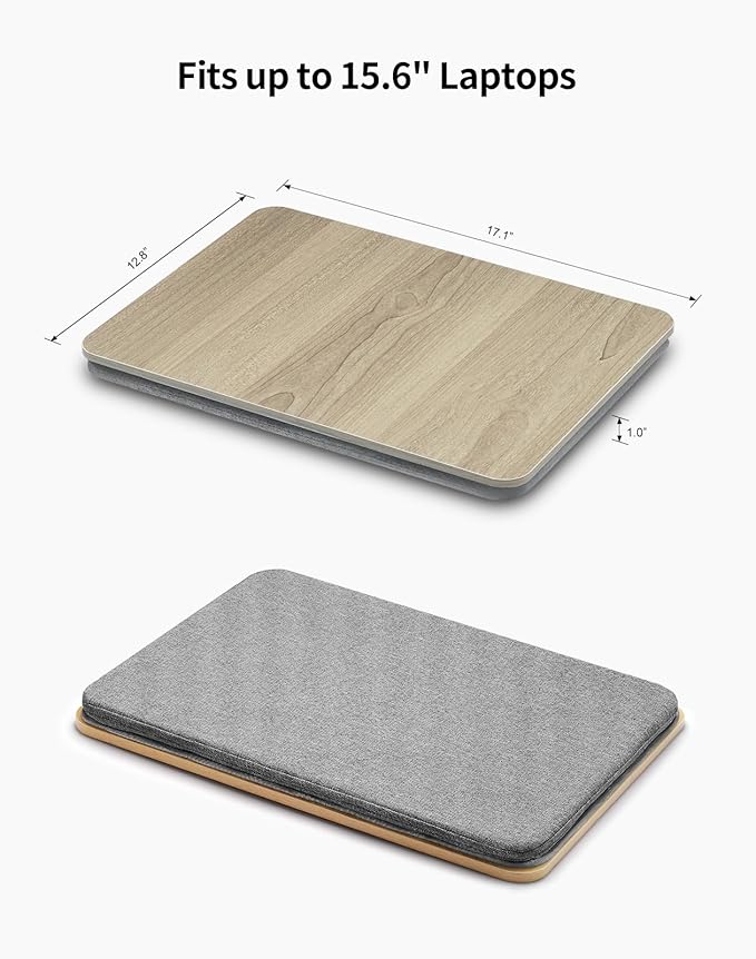 Portable Lap Laptop Desk with Pillow Cushion, Fits up to 15.6 inch Laptop, Lap Stand for Bed & Couch & Carpet, Book Tablet/Drawing Board/Computer Laptop Stand - Black Wood