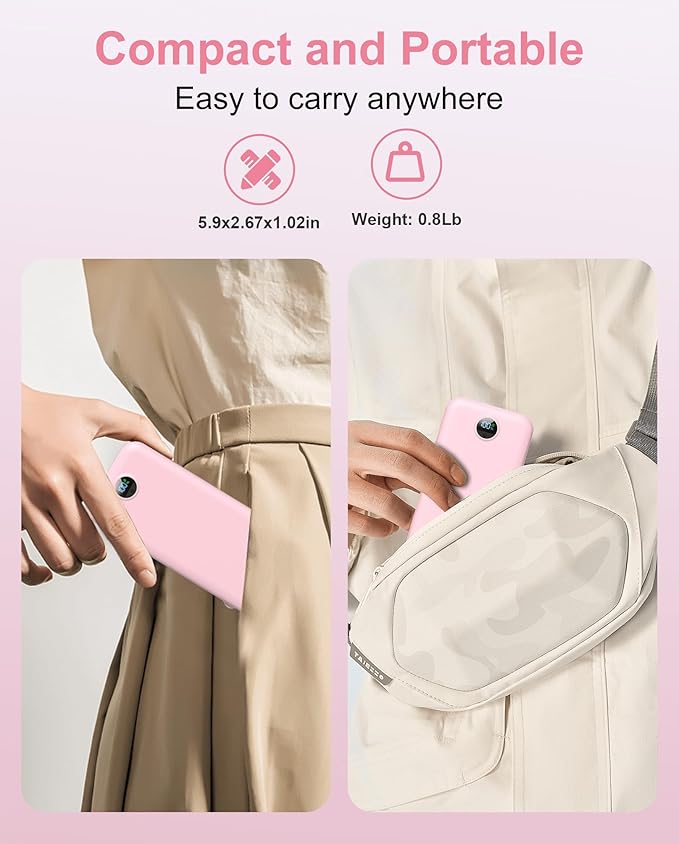 Portable Charger Power Bank, 12000mAh 22.5W USB C Power Bank Fast Charging with Built-in Cables and Wall Plug, Travel Essential Battery Pack with LED Display Compatible with iPhone, iPad, Samsung Pink