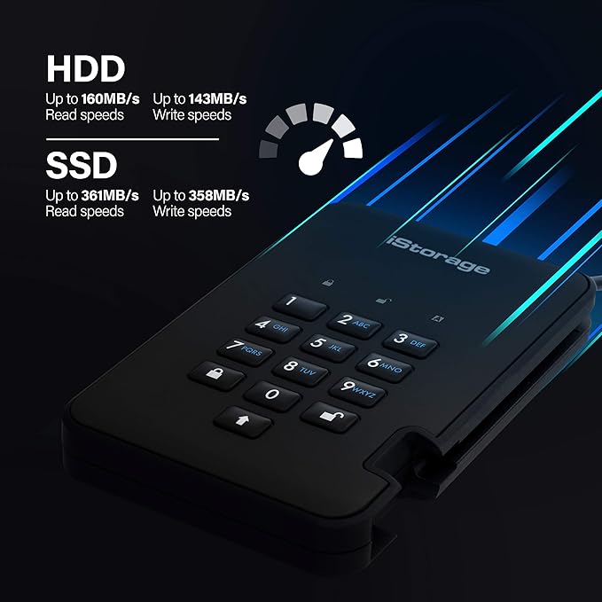iStorage diskAshur2 SSD 128GB Black - Secure portable solid state drive - Password protected - Dust & water resistant - Hardware Encryption