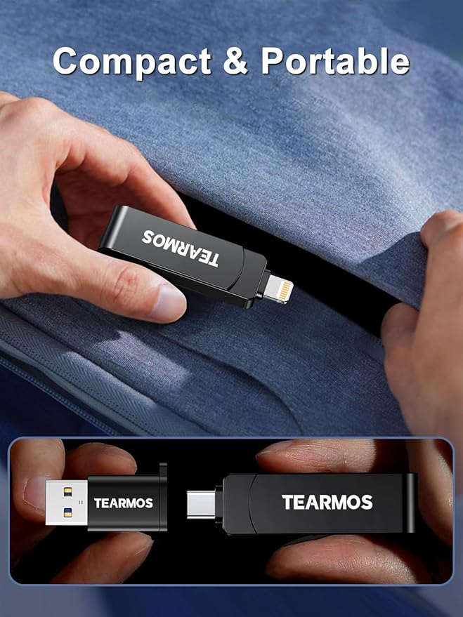 512GB Flash Drive Intended for iPhone iPad, Memory Stick Storage for Photos and Videos Backup, Compatible with iPhone iPad Android PC, Plug and Play, No Application Required (Dark Gray)