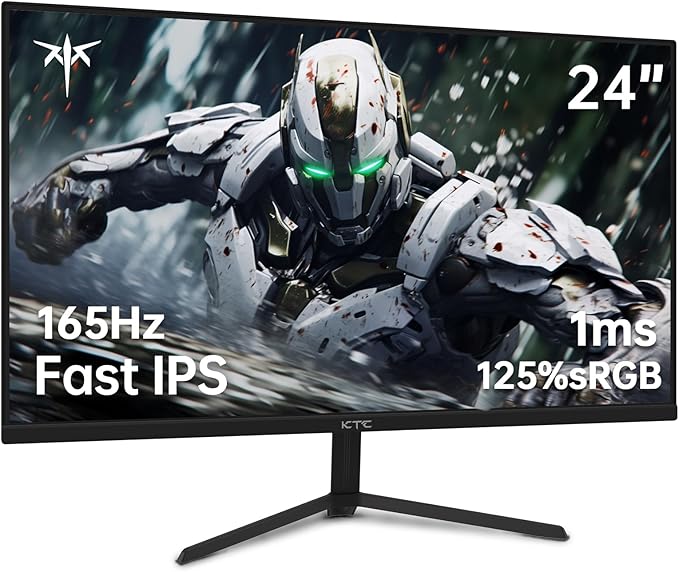 KTC 24 inch Monitor, Fast IPS 1080p 144Hz 165Hz 1ms, 125.25% sRGB, HDR, Borderless Gaming Monitor PC Monitor, FreeSync Premium & G-Sync, HDMI 2.0x2, DP1.4x2, Vesa Support, Eye Care for Gamers