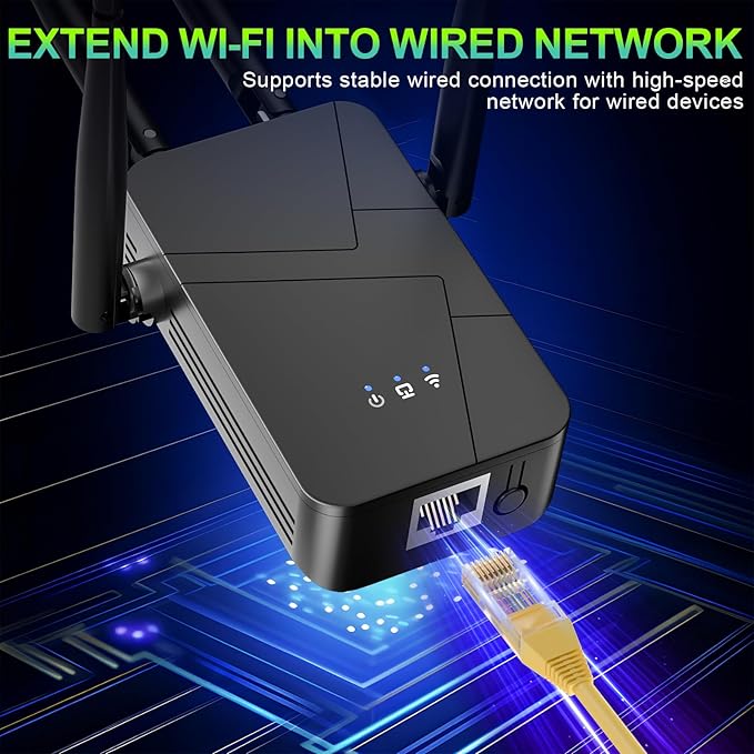 2025 WiFi Extender, 15888 sq.ft Internet Extender WiFi Booster, Long Range Wireless Repeater Signal Amplifier for Home, Mesh Wi-Fi 99% Faster | Broader Than Ever, Support 55+ Devices, 1-Tap Setup