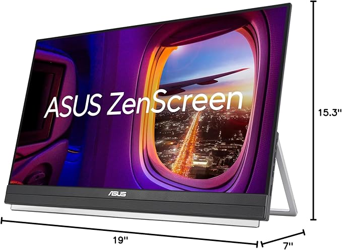 ASUS ZenScreen 22” (21.5 viewable) 1080P Portable Monitor (MB229CF) – Full HD, IPS, 100Hz, USB-C PD 60W, Speakers, Carrying Handle, Kickstand, C-clamp Arm, Partition Hook, Subwoofer, 3 yr Warranty