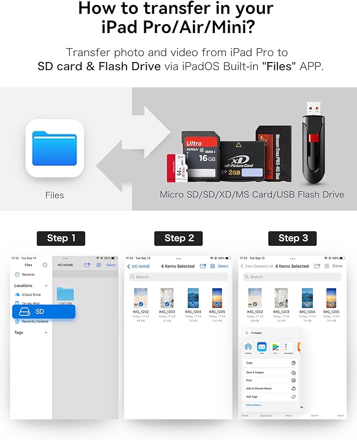 USB C SD Card Reader, 5 in 1 USB-C to Memory Card Adapter with SD MicroSD MS Memory Stick XD Picture Slots & USB Female Port Compatible with iPhone 15 iPad Mac MacBook Pro/Air/Mini Laptop